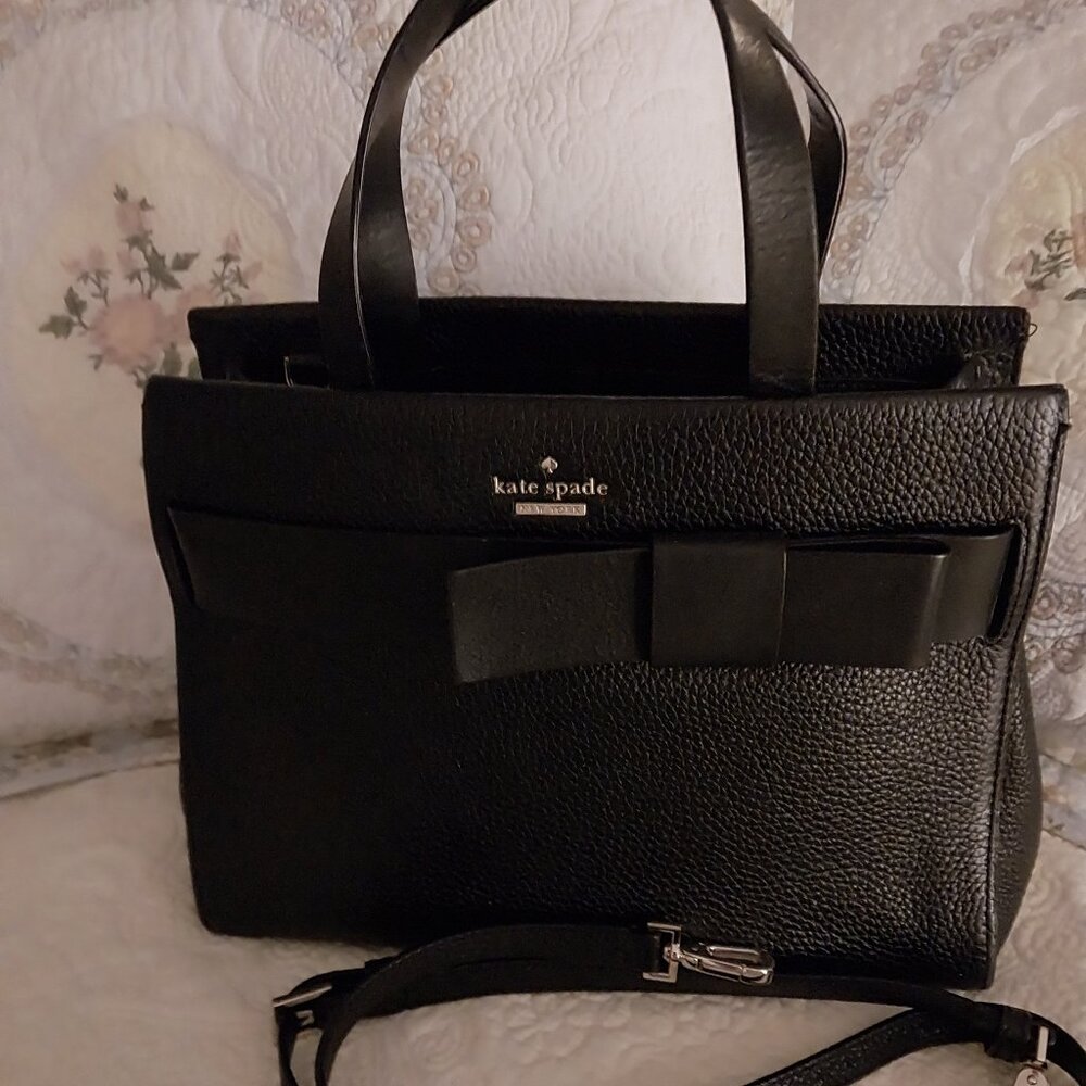 🎀kate spade Black "Poplar Street Shelley" Bow Crossbody Bag, Purse, Dust Bag🎀